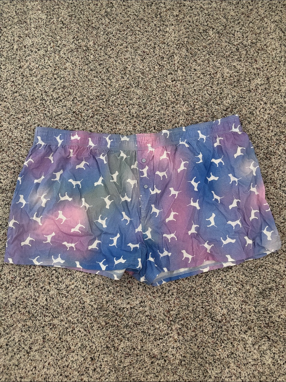 PINK Victoria's Secret Purple Blue Pink Galaxy Dog Print Sleep Shorts